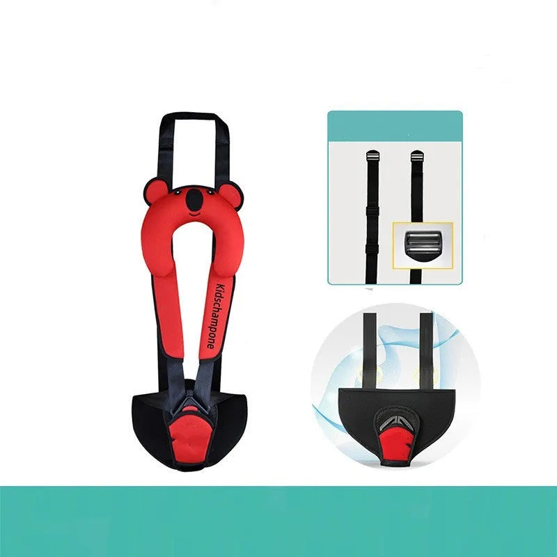 Portable child car seat belt retainer in polyester measuring 33x22x9.5cm for children 12-36kg