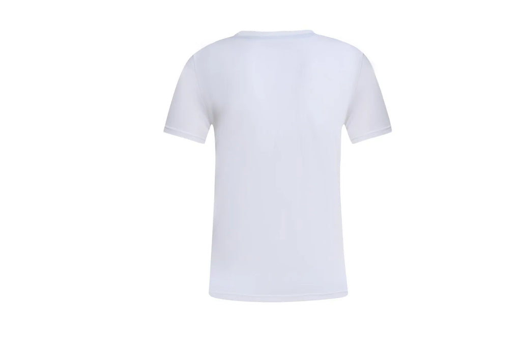 White cotton t-shirt overalls with short sleeves and a loose pullover fit
