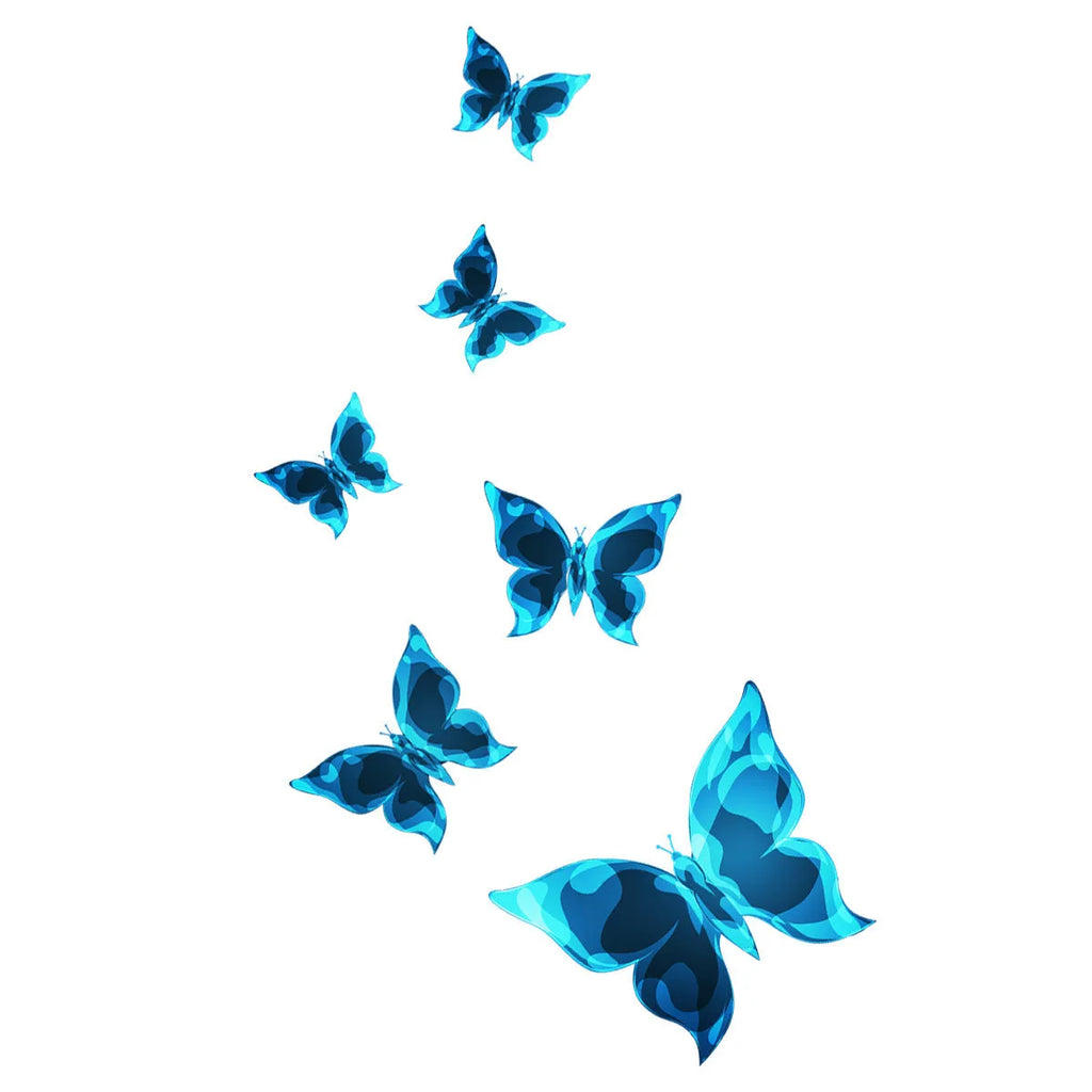 Blue luminous butterfly wall sticker 15x15cm PVC glowing on bedroom wall