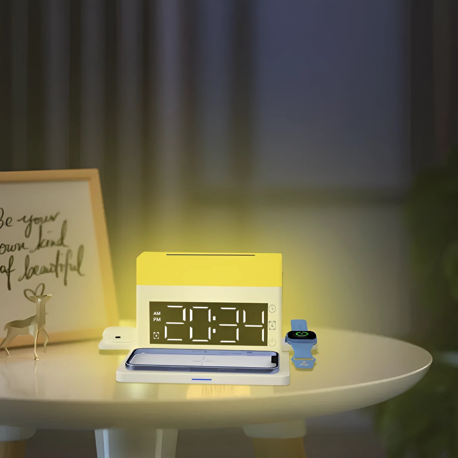 Creative multi-function USB alarm clock with night light in black colour