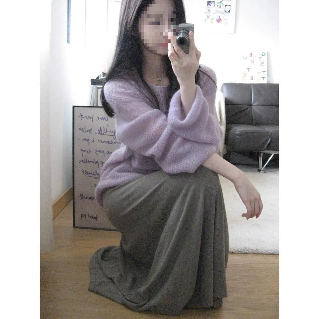 Women's purple ice silk blouse with sleeveless shoulder straps and hollow out design.