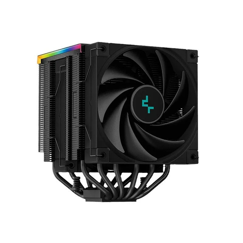 DeepCool AK Series black CPU tower air cooler with digital display and dual fans