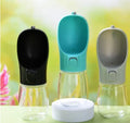 Portable plastic dog water cup in 300ml 350ml 550ml sizes, shown in Black Green Pink White