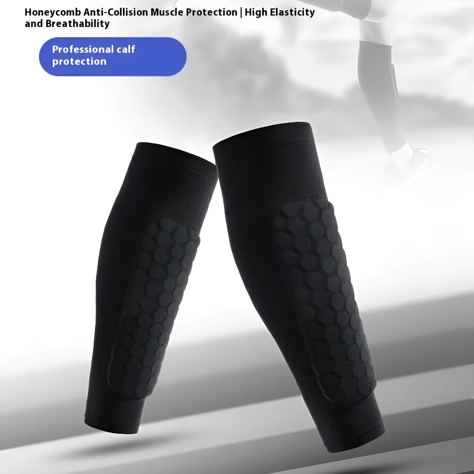 Nylon honeycomb anti-collision leg protector in orange for outdoor sports, size M available