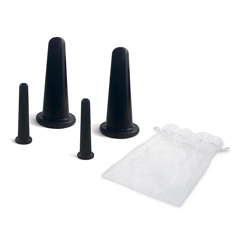 Silicone cupping device 4-piece set with yarn bag for face eye beauty skin care lifting and body shaping