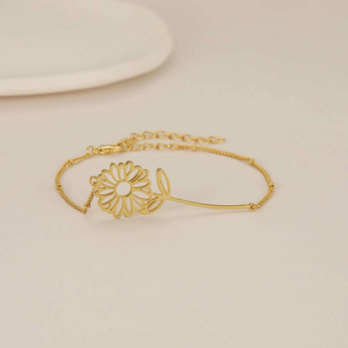 Titanium steel bracelet with May Bell blue lily flower pendant and electroplated finish