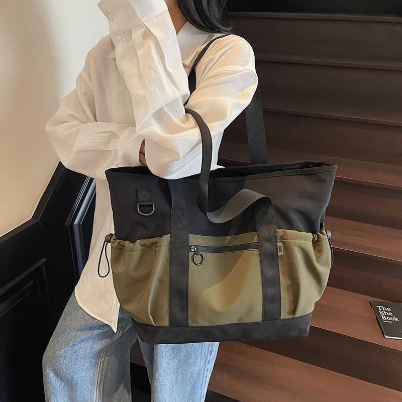 Women's lightweight yoga travel bag in grey, black or green Oxford cloth with letter pattern, 36-55L capacity