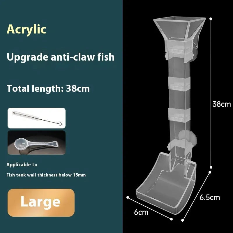 Aquarium feeding tube set with cleaning brush and feed spoon in three size options
