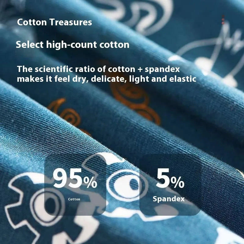 Men's cotton boxer shorts in multiple patterns including floral, camouflage, and cosmic starry sky designs
