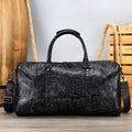 Genuine leather retro embossing handbag for men black 50x25x25.5cm first layer cowhide