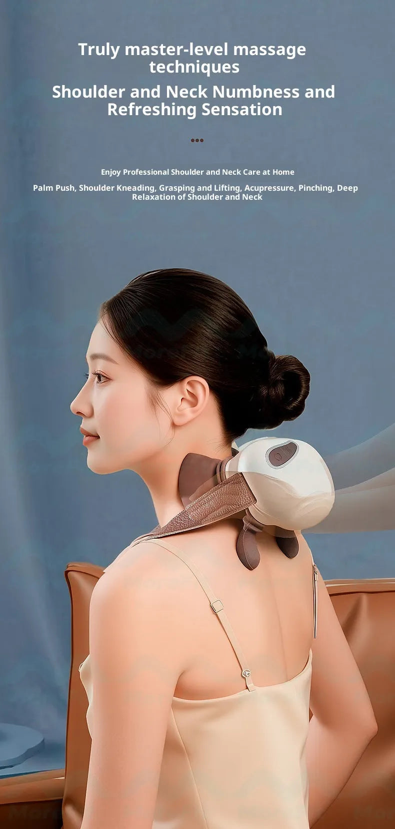 Rechargeable kneading massage shoulder wrap in picture colour with Type-C charging and adjustable temperature