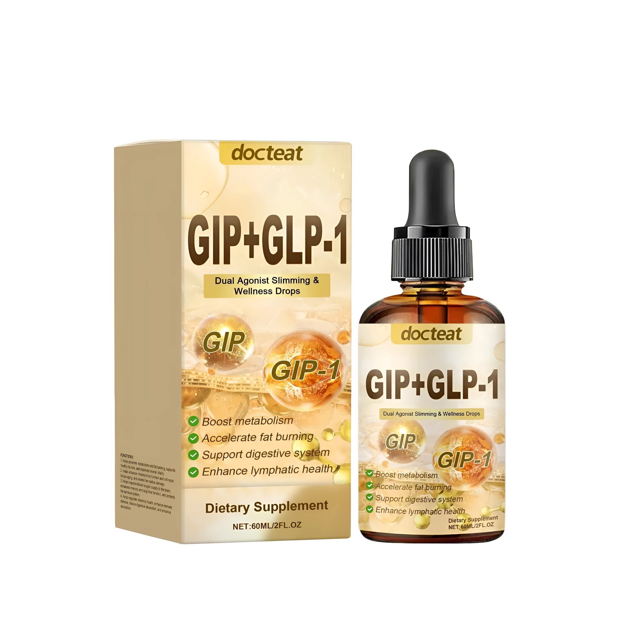 60ml Drip Health Drops bottle with drop dispenser for intestinal support dietary supplement
