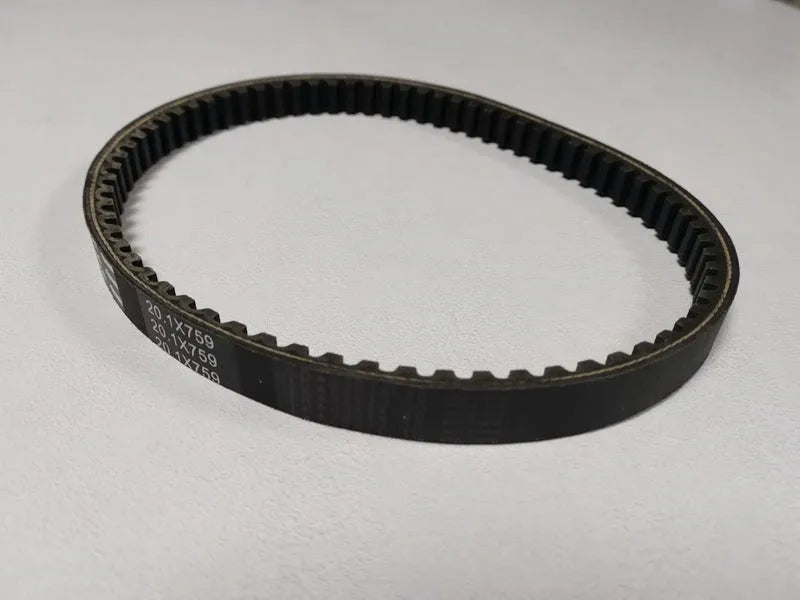 Black motorcycle drive belt for Jinli GP110 and Fengli VP110 scooters, part number 20.1-759