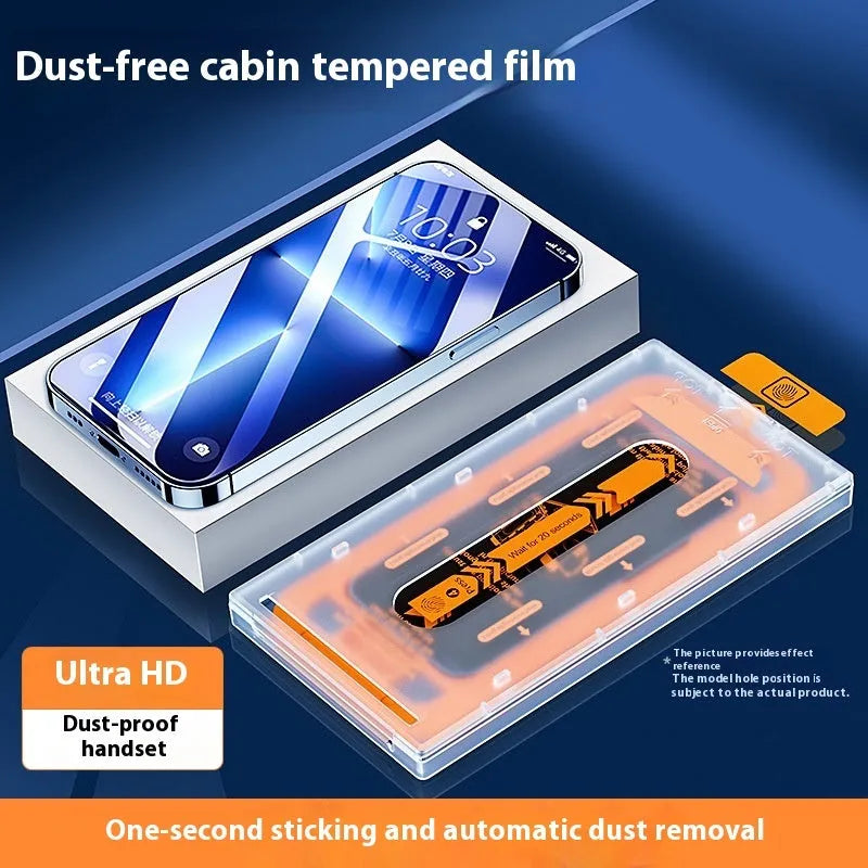 Two tempered glass screen protectors for iPhone on a sticker application box.