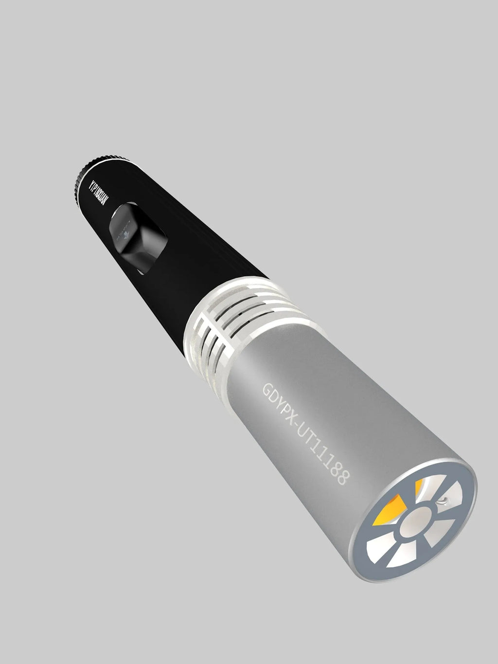 Black portable metal flamethrower outdoor lighter with child safety lock for camping stoves.