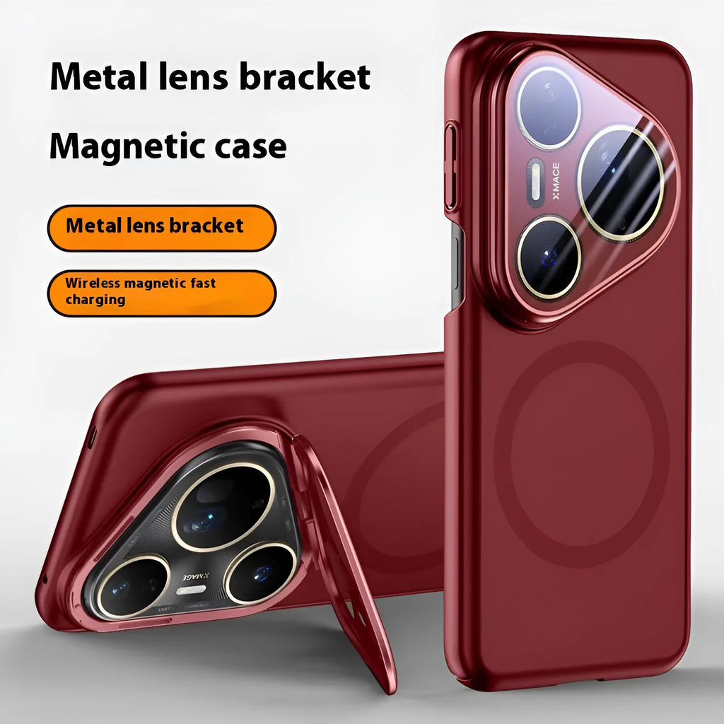 Huawei P80 Pro magnetic phone case with frosted black PC shell showing integrated circular magnet on back