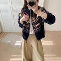 Ethnic jacquard pullover sweater with 3D pattern in apricot colour, loose fit.
