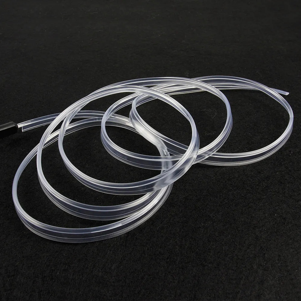 Universal car EL luminous ambience light strip with USB connector in colourful glowing demonstration