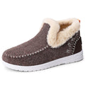 Pair of women's cold-proof cotton overboots with flat heel and PVC sole, shown in a choice of colours