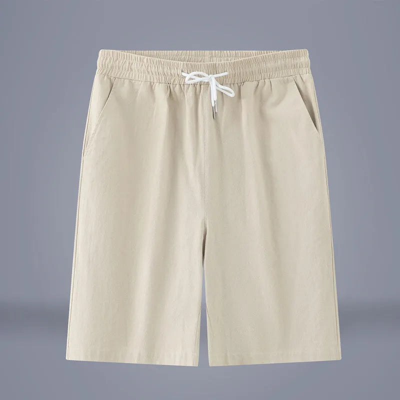 Chinese style solid colour cropped summer pants on a hanger.