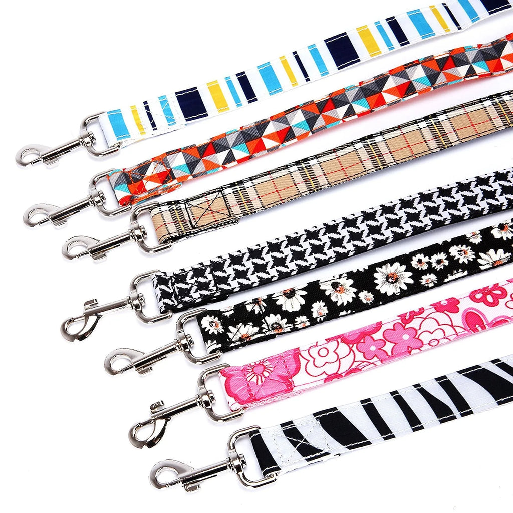 Black Christmas pet traction rope with plaid stripe pattern, 120cm imitation nylon extension strap
