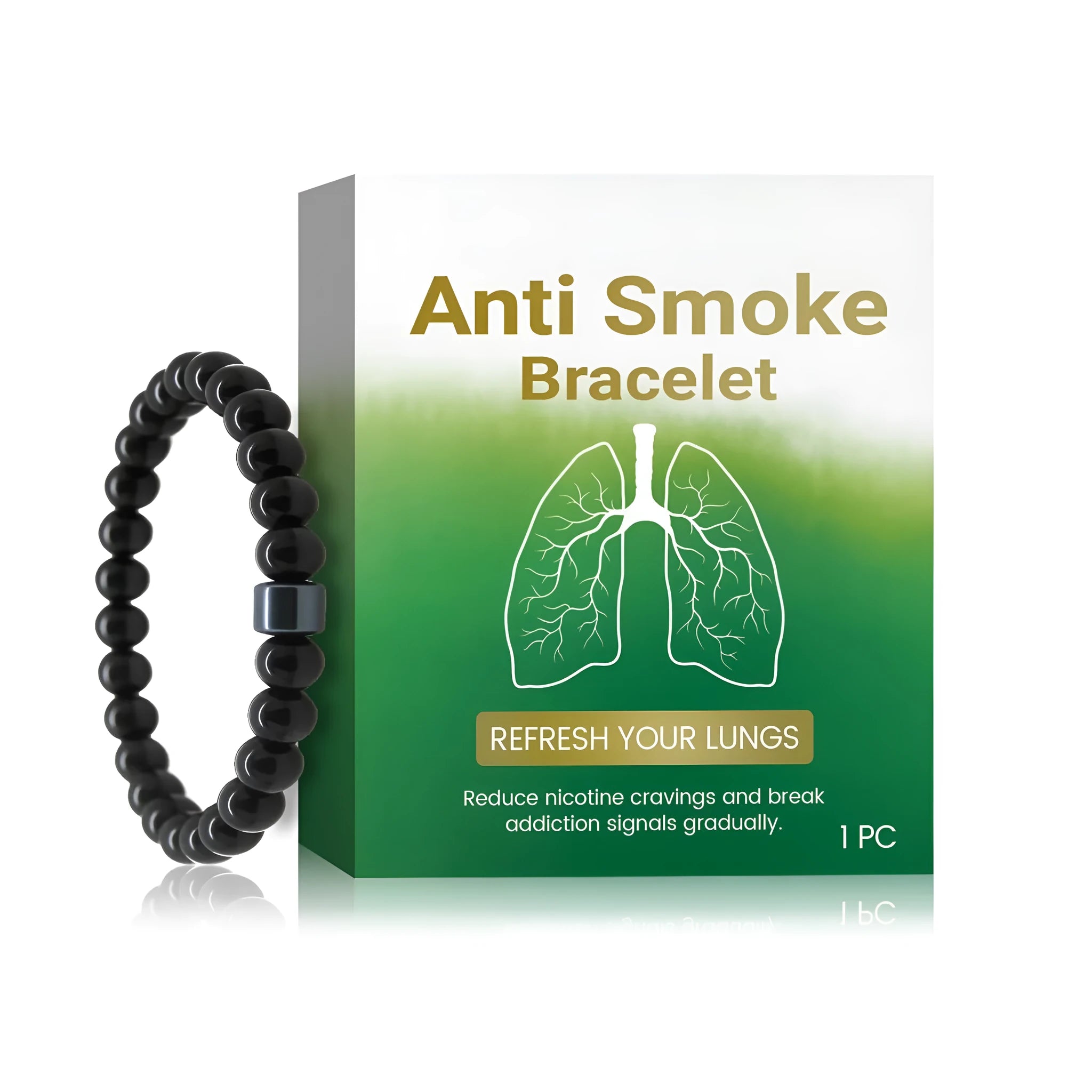 Men's adjustable bracelet made of glass and black gallstone for smoke prevention.