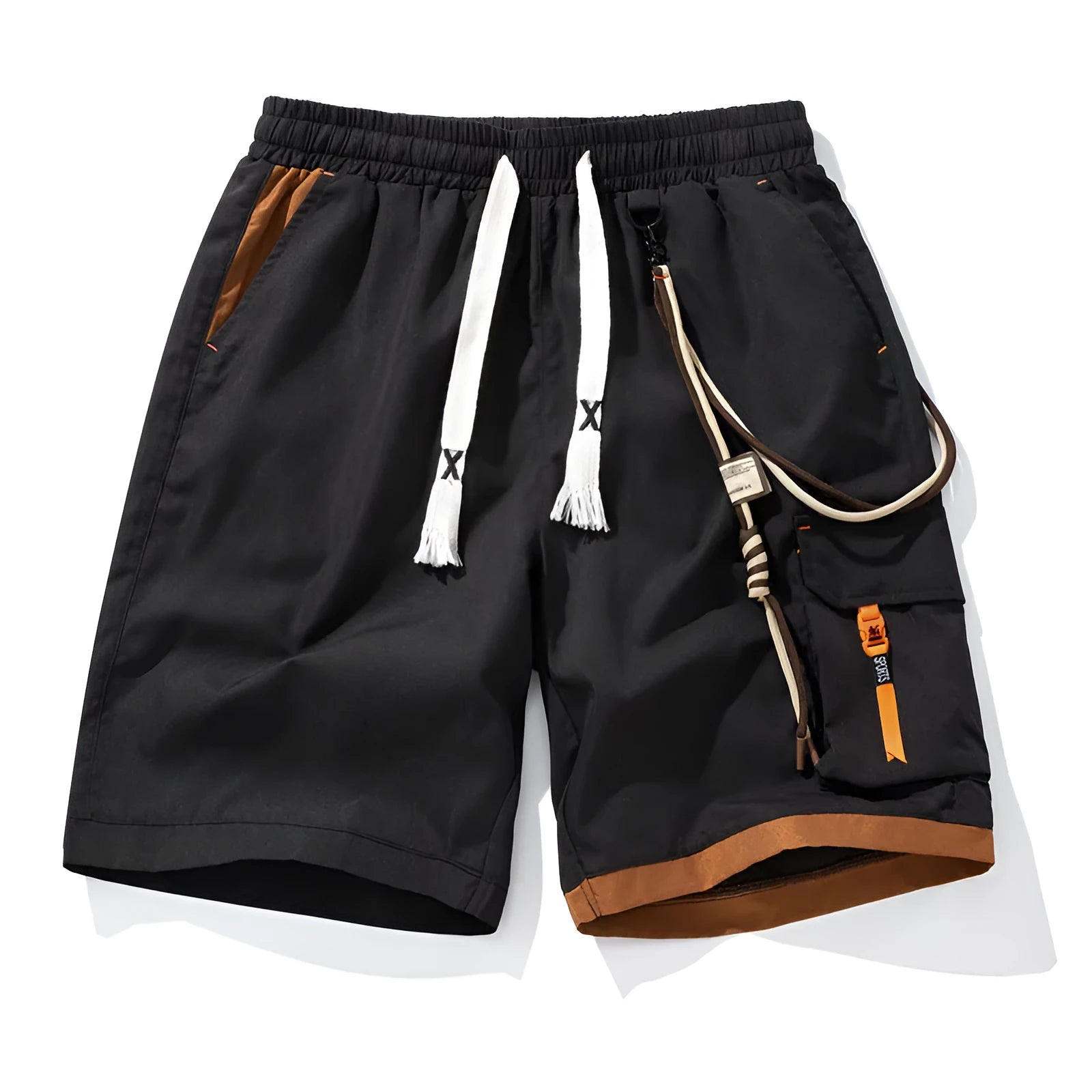 Men's plus size high waist elastic shorts in bamboo fibre, shown in coffee colour.