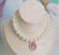 Decorative cat collar necklace with love gem design in translucent colours
