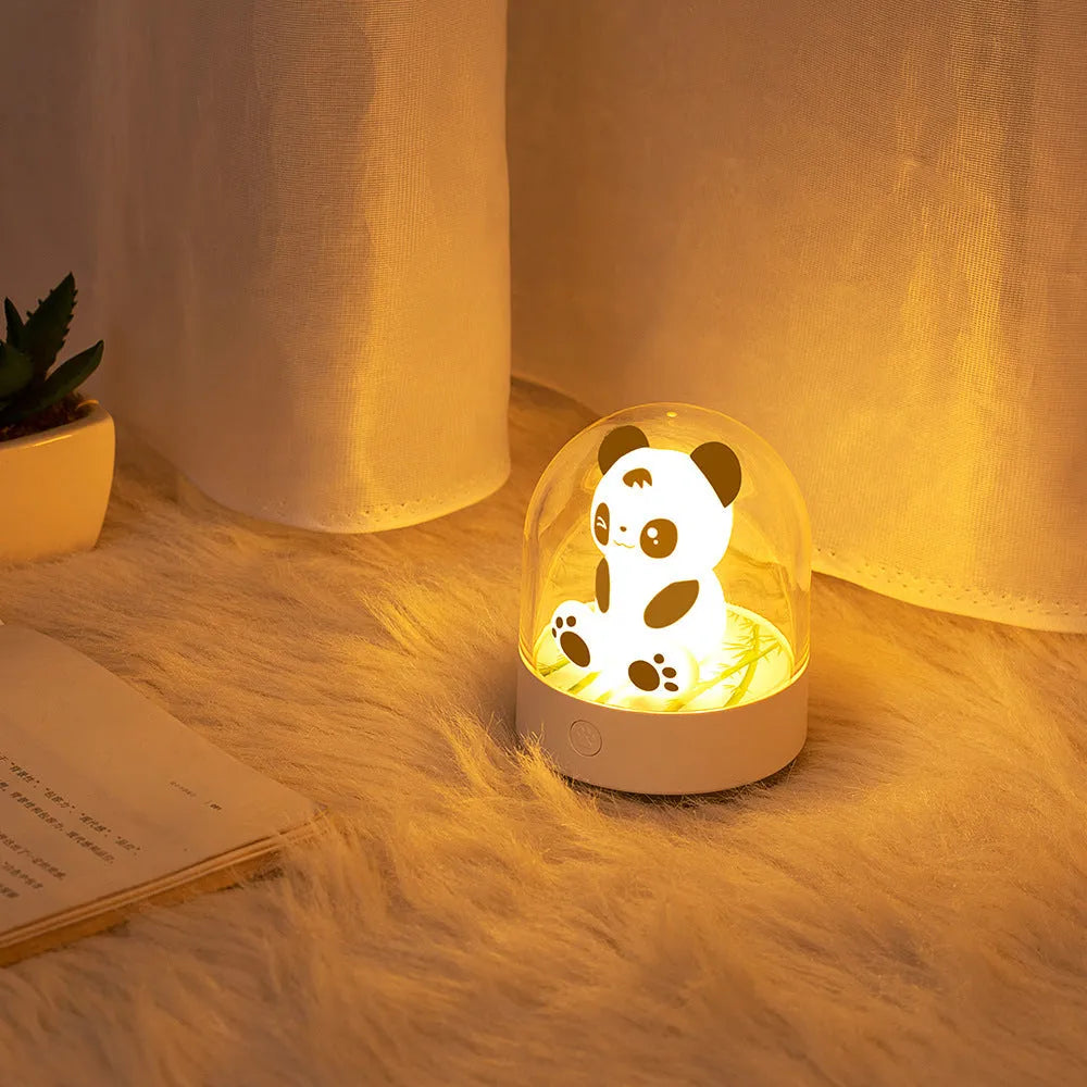 3D panda car shaped USB LED table lamp in white with colourful light modes and aromatherapy cotton pad