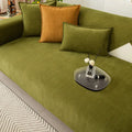 Thickened chenille sofa cover cloth towel in solid army green, beige, or haze blue, sizes 70x70cm to 110x240cm