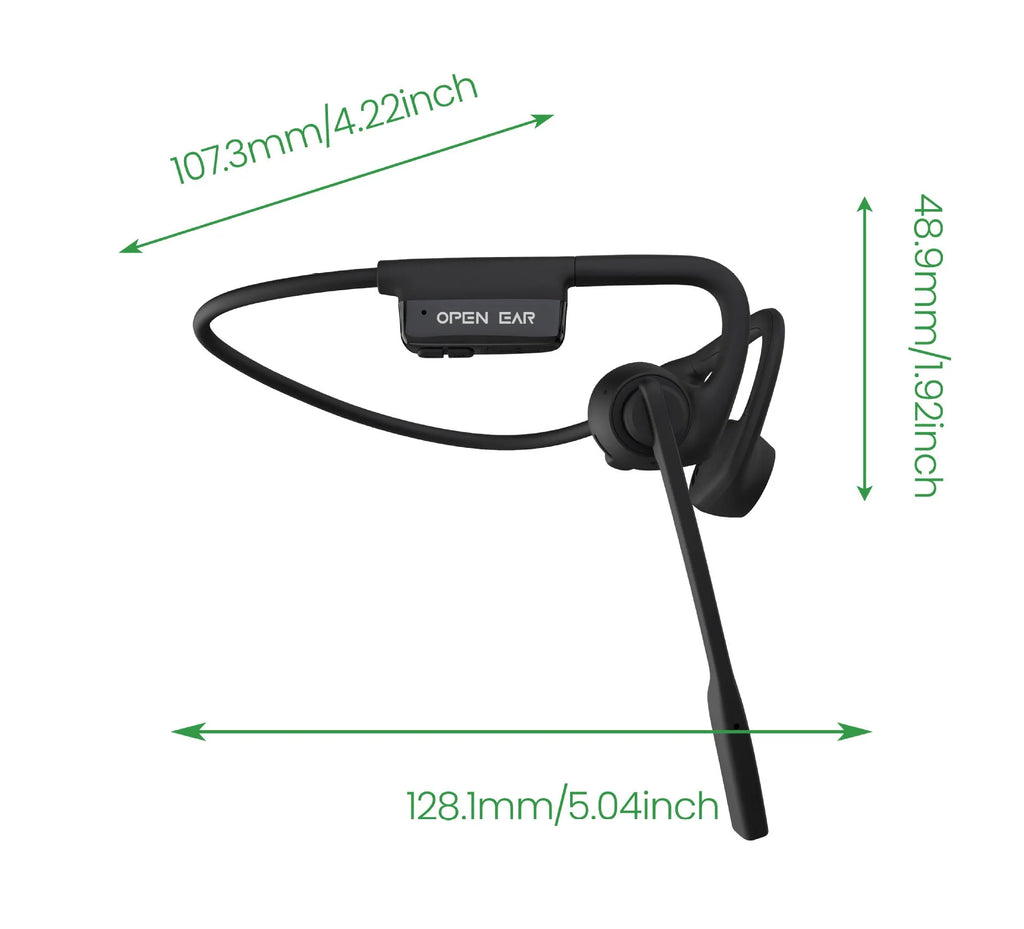 AS24 Black wireless open ear bone conduction Bluetooth headset with ear hook design and ENC noise reduction