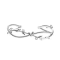 Cross twisted design branch sprout bracelet with white gold electroplated finish on copper