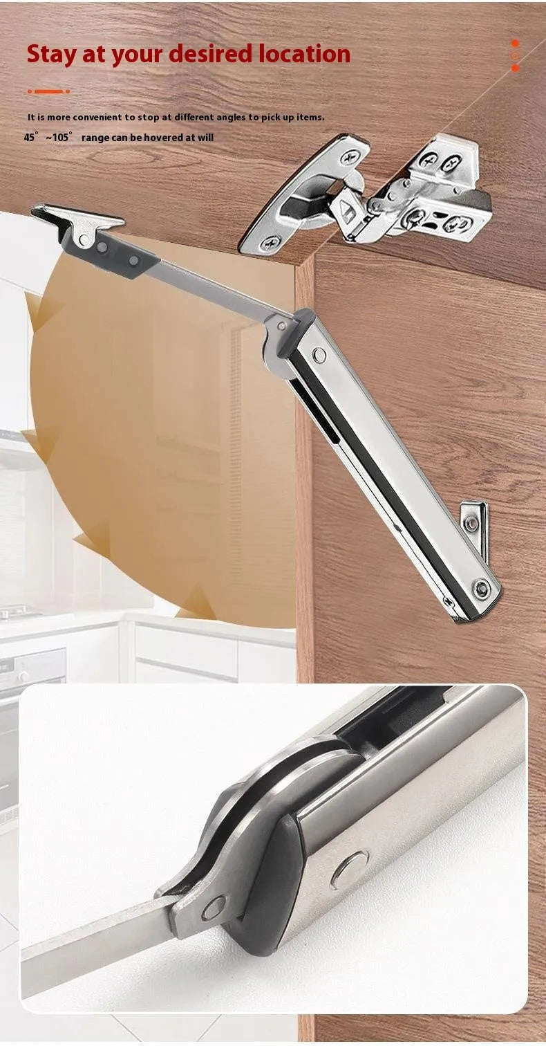 Cold rolled steel flap-up door support rod for tatami cabinets in natural stainless steel colour