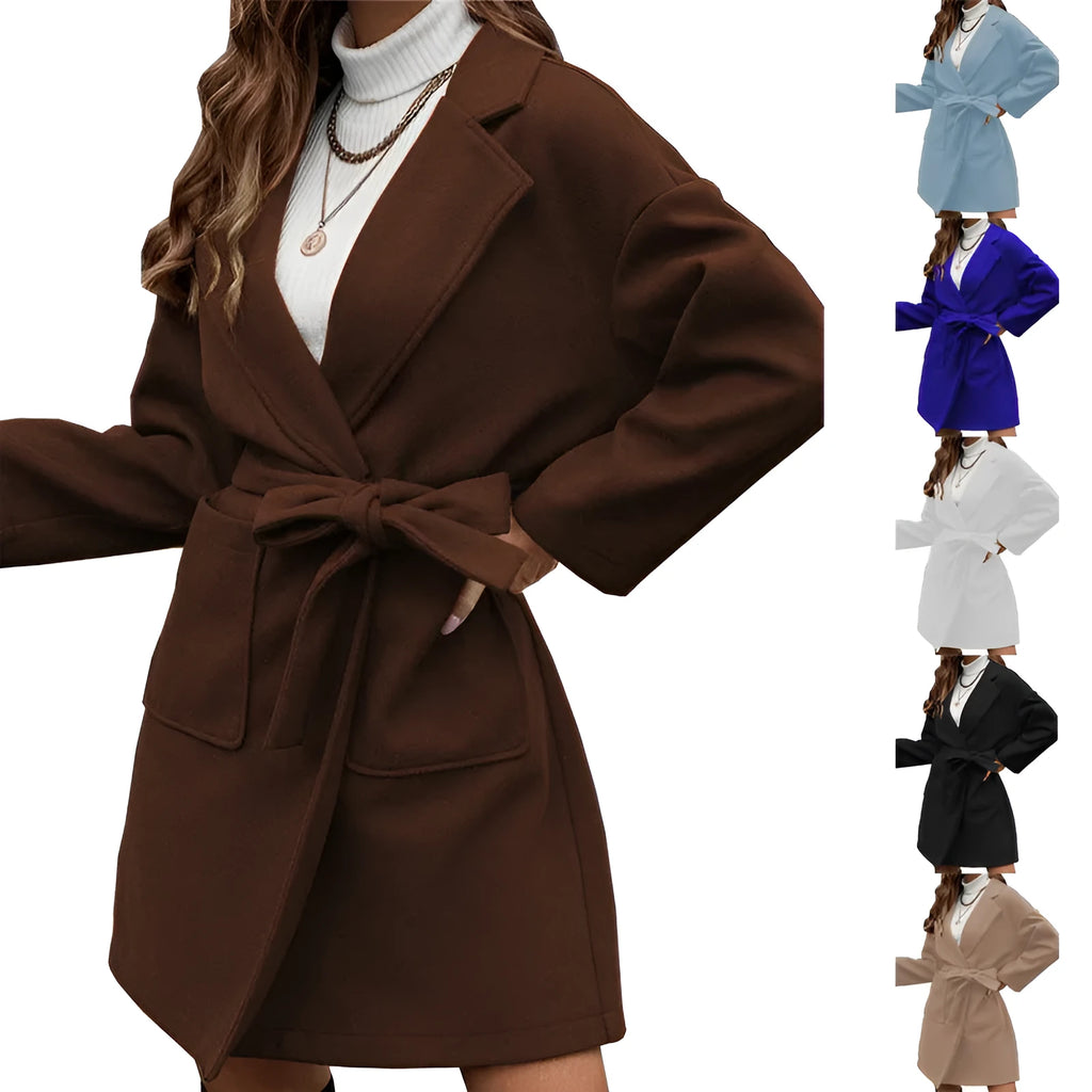 Loose fit casual coat in Dragon and Phoenix polyester fabric with belt closure