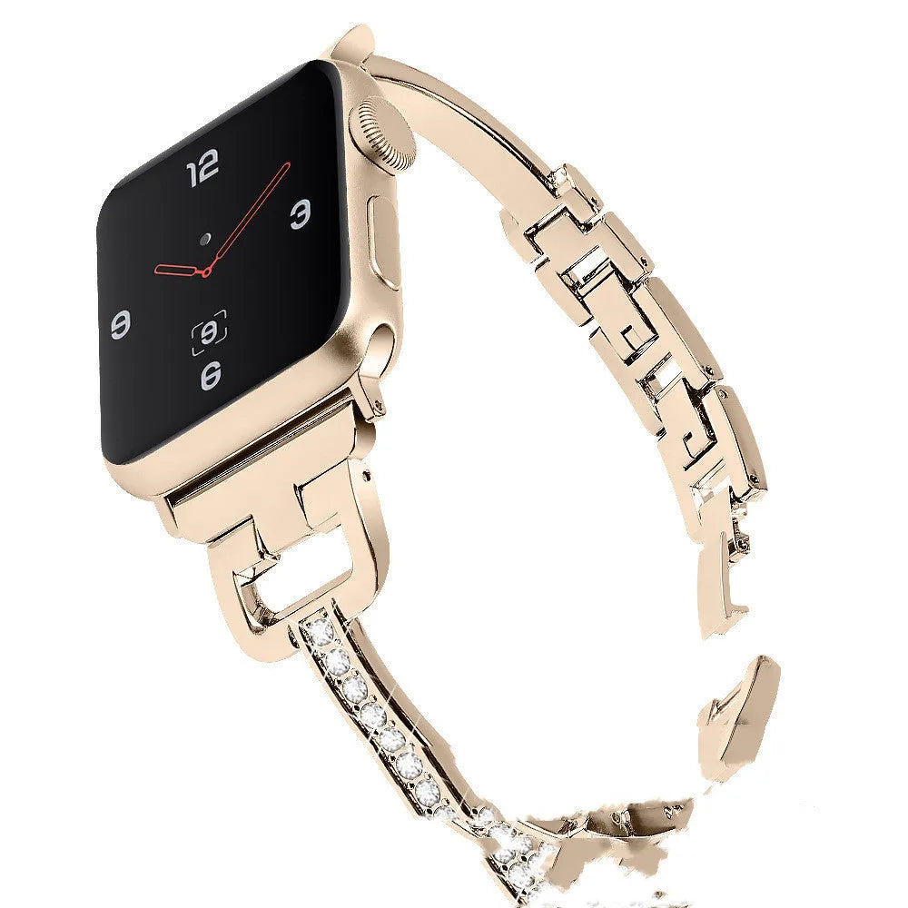 D-shaped diamond pattern metal watch strap for Apple Watch in multiple colour options.
