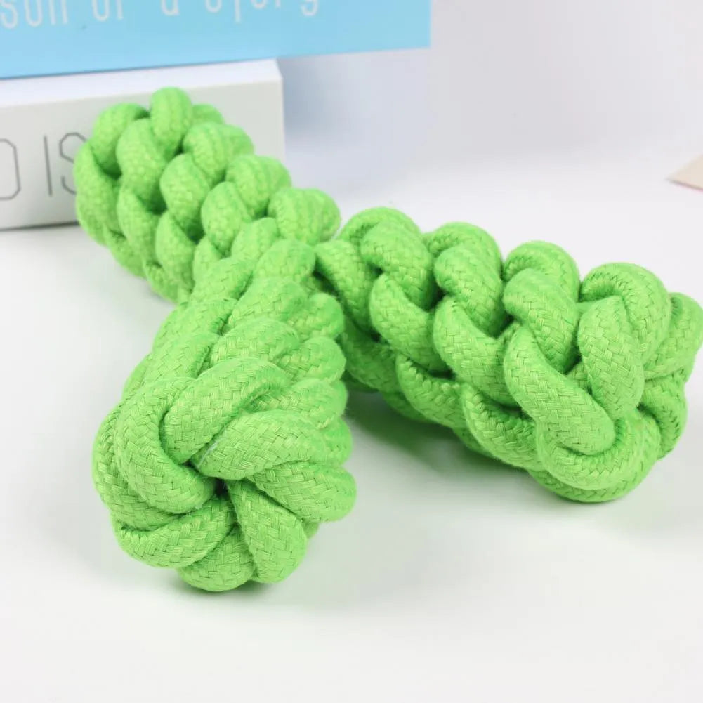 Blue Y-shaped cotton rope dog toy for large breeds measuring 18cm long