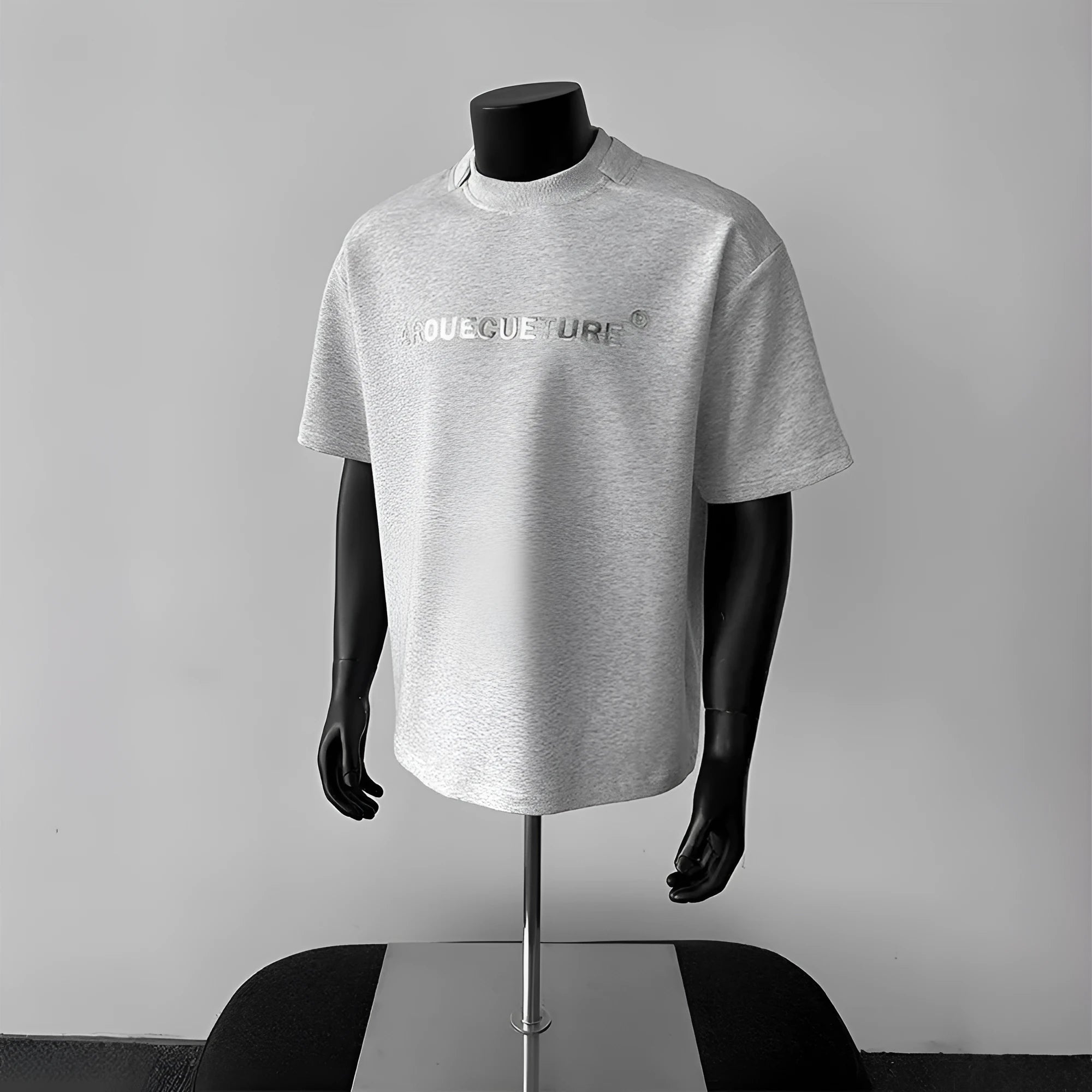 Men's white cotton short sleeve T-shirt with black printed letters design and loose fit
