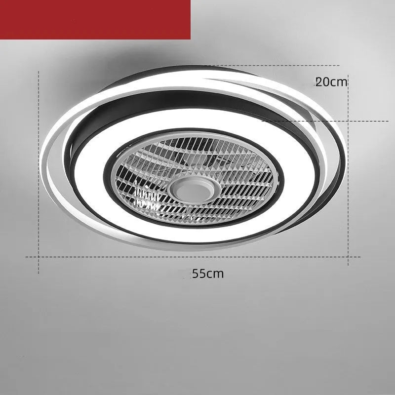 Tieyi LED ceiling fan light 55cm in black white finish with three fan blades and acrylic light cover