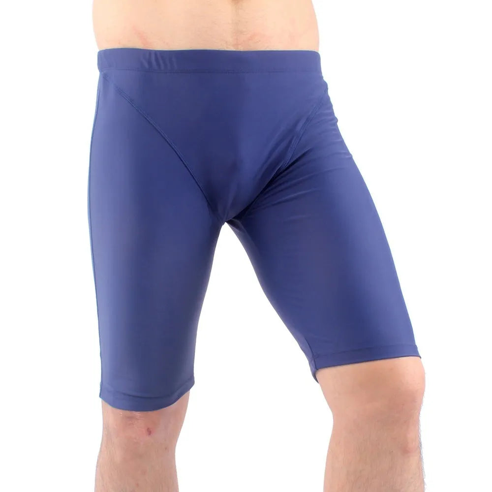 Men's quick-drying swimming trunks in green and navy blue colours with loose plus-size fit