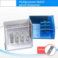 Geometric plastic four holes pencil sharpener with four blades and a screwdriver
