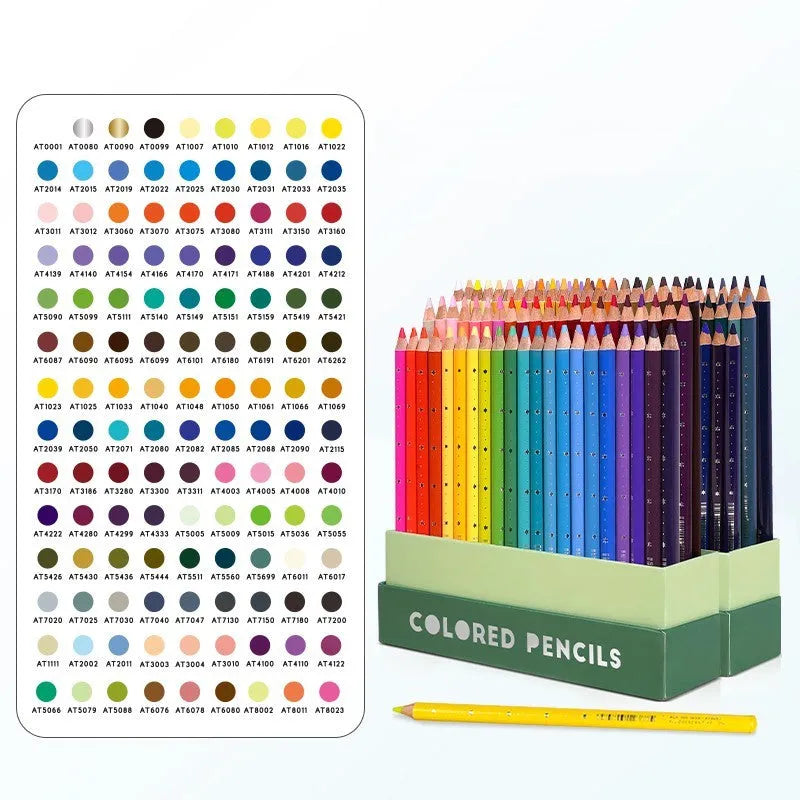 Set of 72 coloured art pencils in a box, with basswood barrels and soft cores for drawing and sketching.
