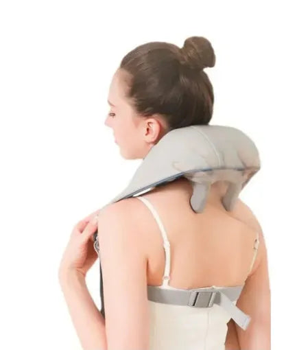 Creamy white rechargeable shoulder and neck massager with infrared physiotherapy function