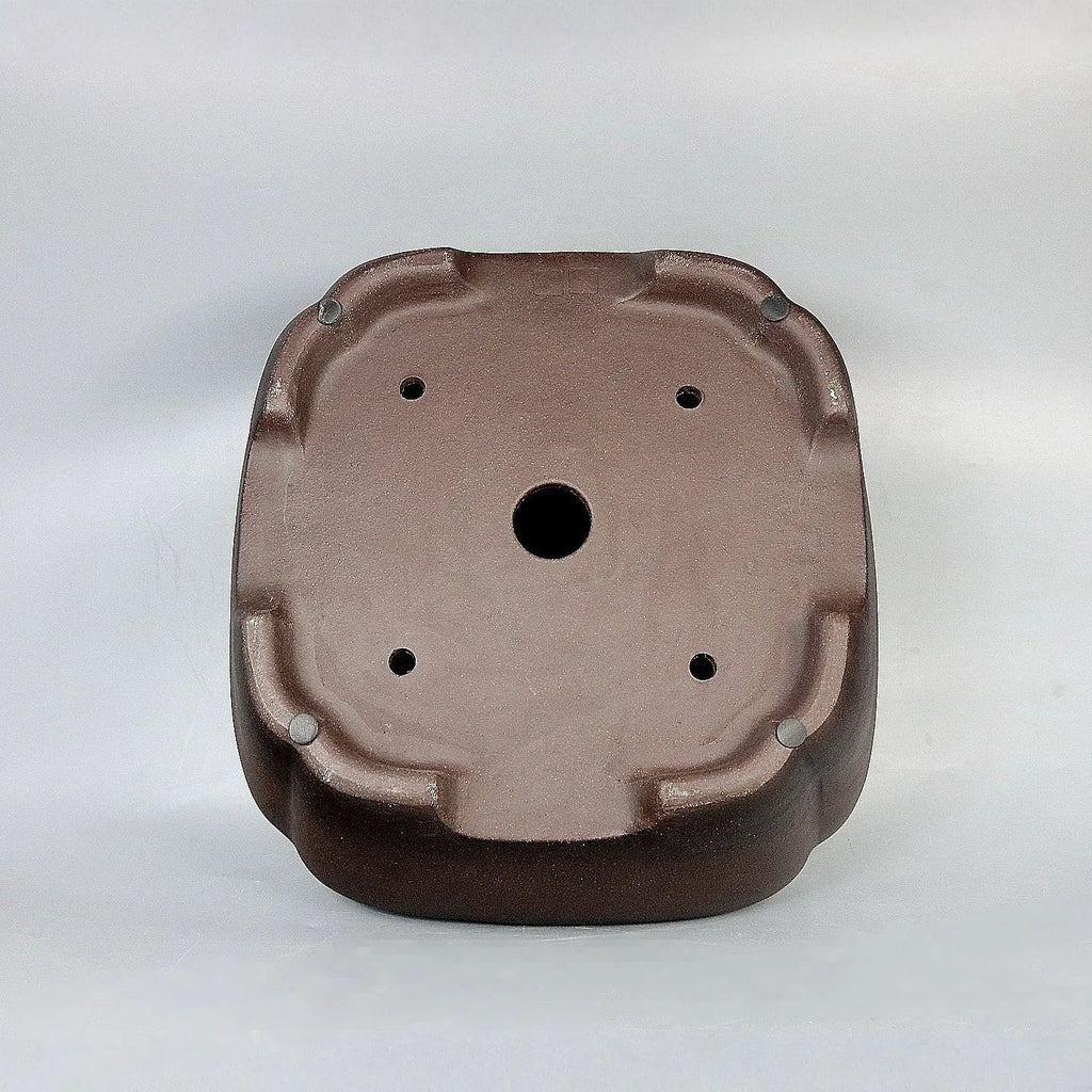 Handmade antique square purple sand ceramic bonsai flower pot, 41x41x18cm, for flowers and green plants