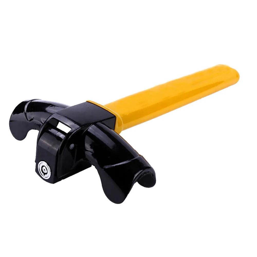 Yellow alloy steering wheel T lock anti-theft device for cars, 38x19x6.5cm general fit