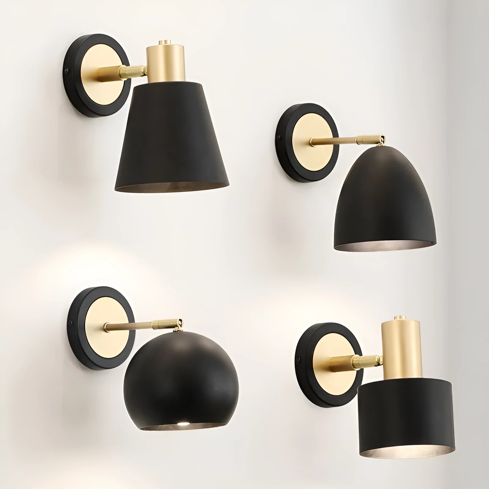 Nordic-style iron wall lamp mounted on a wall beside a bed.