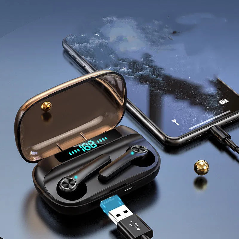 S3 5.0 Bluetooth headset with digital display and lossless noise reduction in black