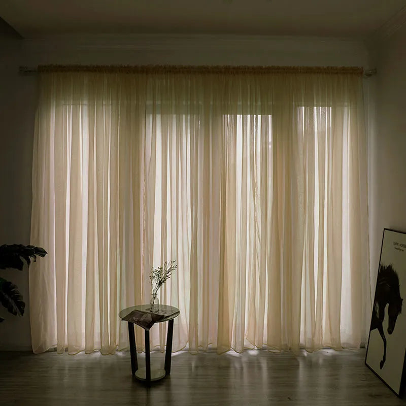 Cotton gauze curtain for balcony with 2.7m drop in solid colour option