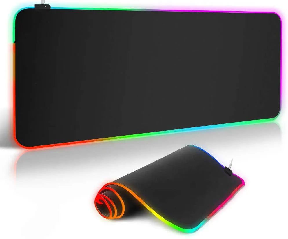 RGB luminous starry sky pattern mouse pad with natural rubber non-slip base on desk