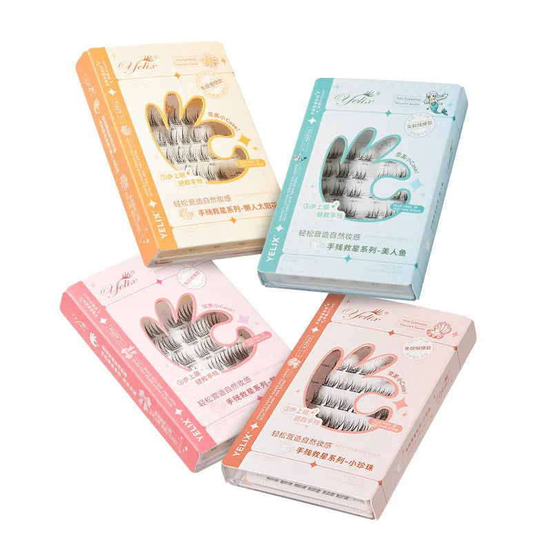 Glue-free self-adhesive false eyelashes in high-grade fibre, 0.07C size, hardcover seven-row tray, disposable style