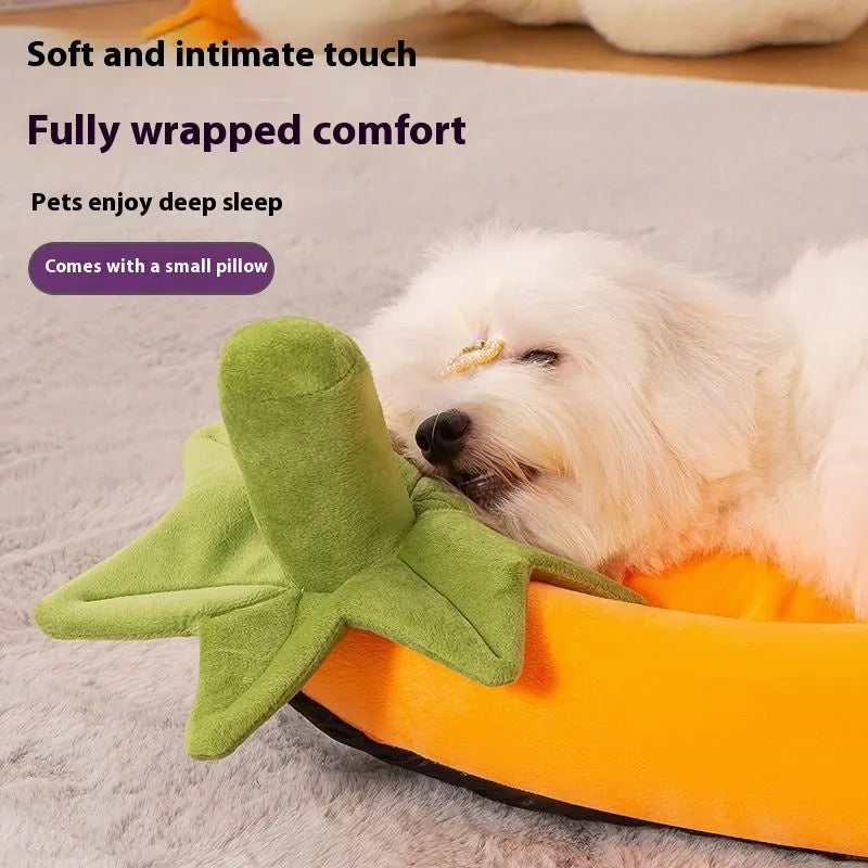 Removable cover washable dog mat in purple, shown in a large size next to a resting dog.